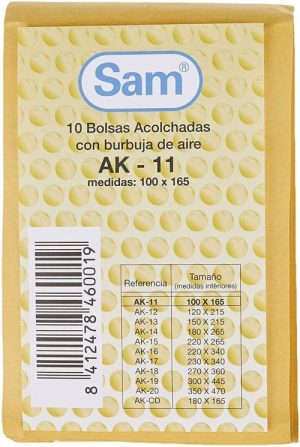Paq/10 bolsa kraft acolchada ak-11 autoad 110x165mm sam