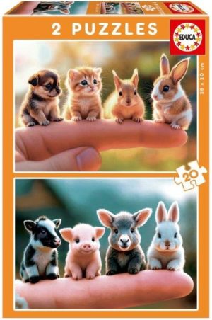 PUZZLE 2X20 PIEZAS BEBES ANIMALES