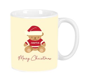 TAZA GRANDE OSITO BEIGE FELICES FIESTAS 8x9,5x8cm