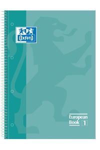 Paq/5 cuaderno espiral europeanbook1 verde menta a4 80h 90g. cuadricula 5x5mm microperforado