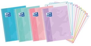 Paq/5 cuaderno espiral a4+ 150h 90g. cuadrícula 5x5 microperforado ebook10 touch colores pastel