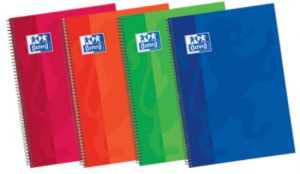 paq/5 cuaderno espiral 4º 80h 90g. cuadricula 4x4 c/m tapa extradura colores surtidos