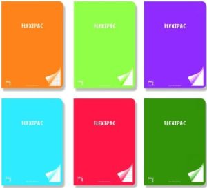 Paq/6 libreta a5+ 48h 90g pauta 2.5 c/m flexipac tapa plastico colores surtidos