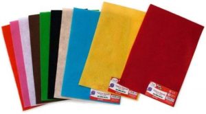 Pack/10 planchas de fieltro 20x30cm colores surtidos espesor 1,75mm