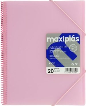 CARPETAS A4 60 FUNDAS A4 ESPIRAL MAXIPLAS ROSA SOFT
