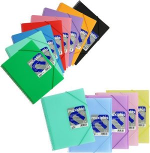 PAQ/12 CARPETAS A4 50 MULTIFUNDAS ESPIRAL MAXIPLAS POLIPROP