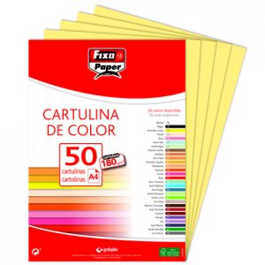 PAQ/50 CARTULINAS FIXO A4 180G. AMARILLO LIMON