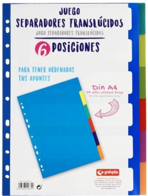 BOLSA SEPARADORES A4 EXTRA-FUERTE 6 PESTAÑAS MULTITALADRO