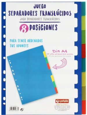 BOLSA SEPARADORES A4 EXTRA-FUERTE 8 PESTAÑAS MULTITALADRO