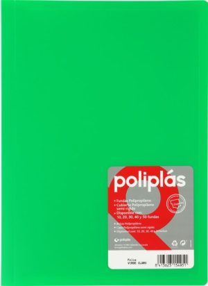 CARPETA Fº 30 FUNDAS SOLDADAS OPACAS VERDE CLARO POLIPLAS