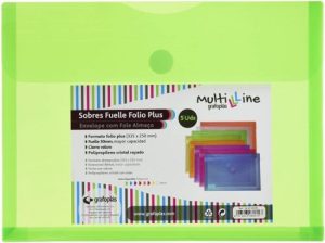 PAQ/5 CARPETA SOBRE Fº VERDE CON FUELLE VELCRO PP MULTILINE