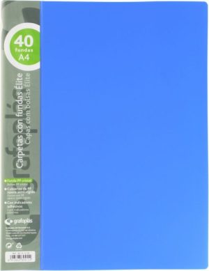 Carpeta 40 fundas elite a4 opaco color azul polipropileno