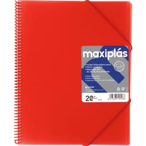 CARPETAS A4 20 FUNDAS A4 ESPIRAL MAXIPLAS ROJO