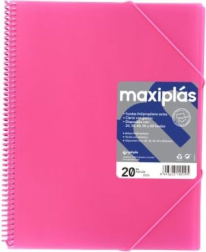 CARPETAS A4 50 FUNDAS A4 ESPIRAL MAXIPLAS FUCSIA