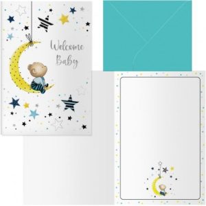 PAQ/6 TARJETAS DE FELICITACIONES WELCOME BABY DOHE