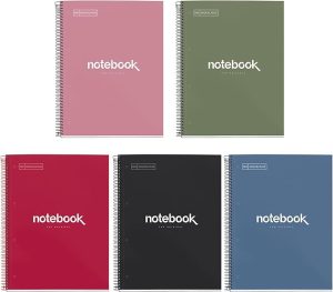 Paq/5 cuaderno espiral notebook1 a4 80h 90g cuad.5x5 emotions colores intensos