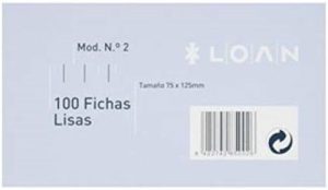 PAQ/100 FICHAS LISAS Nº 2 7,5X12,5CM LOAN