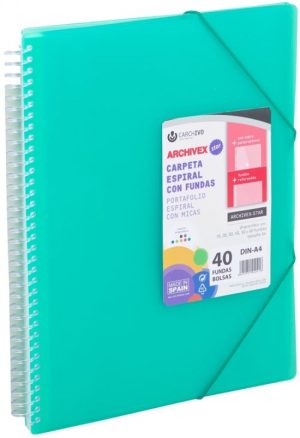 CARPETA 40 FUNDAS A4 ESPIRAL ARCHIVEX STAR VERDE CARCHIVO
