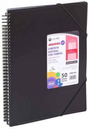 CARPETA 50 FUNDAS A4 ESPIRAL ARCHIVEX STAR NEGRO
