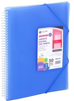 CARPETA 60 FUNDAS A4 ESPIRAL ARCHIVEX STAR AZUL CARCHIVO