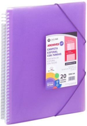 CARPETA 60 FUNDAS A4 ESPIRAL ARCHIVEX STAR VIOLETA CARCHIVO