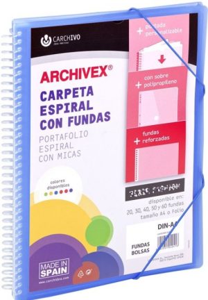 CARPETA 30 FUNDAS CANGURO A4 ARCHIVEX STAR AZUL