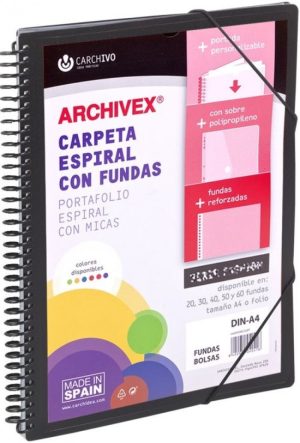 CARPETA 40 FUNDAS CANGURO A4 ARCHIVEX STAR NEGRO