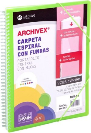 CARPETA 50 FUNDAS CANGURO A4 ARCHIVEX STAR VERDE CLARO