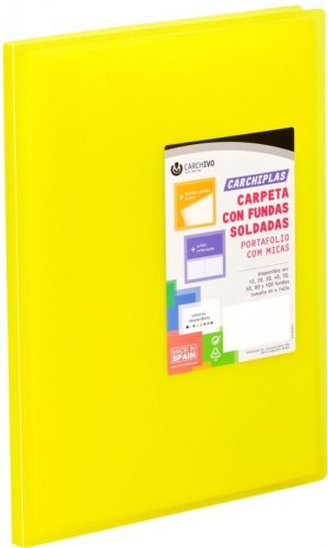 Carpeta 20 fundas soldadas a4 tapa flexible color amarillo carchiplas