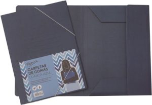 PAQ/5 CARPETA CARTON Fº GOMAS Y SOLAPAS AZUL