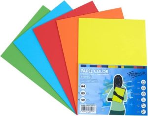 Paquete papel a4 100h 80g 5 colores intensos surtidos fabrisa