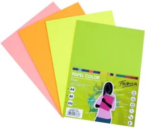 Paquete a4 100h 80g 5 colores fluor surtidos fabrisa