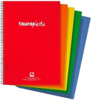 Paq/8 cuaderno espiral fº 80h 90g pauta 2,5 c/m tauroplastic tapa pp colores surtidos