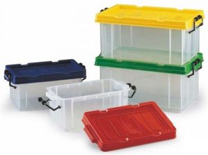 cajas multiusos 26x17x13cm polipropileno colores surtidos cierre de asa