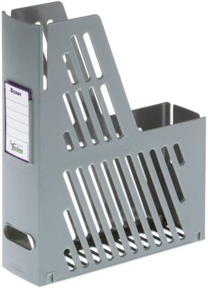 Revistero plastico color gris con identificador