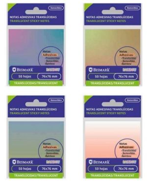 Taco notas adhesivo bismark translucido 76x76mm surtido rainbow