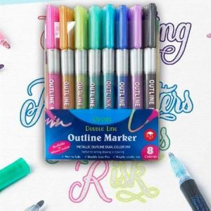 SET DE 8 ROTULADORES OUTLINER BICOLOR LETTERING
