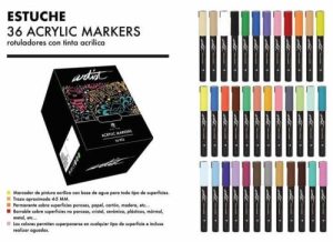Estuche 36 rotuladores acrylic marker serie artist colores surtidos con organizador