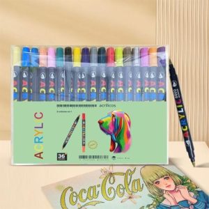 ESTUCHE ACRILICOS PINCEL 2 EN 1 (36 colores)