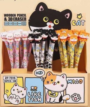 EXP 36 LAPICES CON GOMA 3D GATO