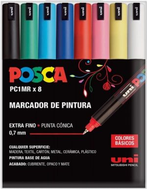 Estuche 8 rotuladores posca pc-1mr uni-ball colores surtidos