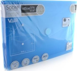 PAQ/10 CARPETA SOBRE FUELLE A4+ 250X335X300 VELCRO AZUL