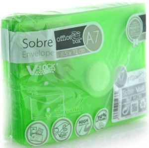 PAQ/10 SOBRE A7 V-LOCK 85X120 MM VELCRO COLOR VERDE