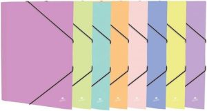 Paq/8 carpeta fº gomas y solapas carton forrado colores pastel