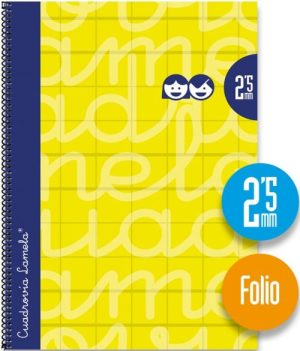 CUADERNO ESPIRAL Fº 80H 90G 2,5MM AMARILLO CUADROVIA EXTRAD