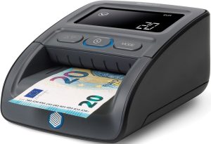Detector automatico de billetes falsos safescan 155-s, con guia de salida de billetes y puerto USB + SD