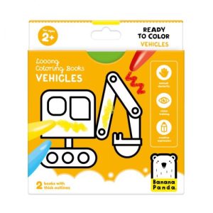 LONG COLORING BOOKS READDY TO COLOR VEHICLES +2 AÑOS