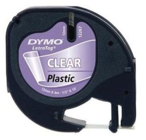 C/10 cinta dymo letratag plastico negro/blanco 12mmx4m