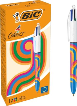 C/12 boligrafo 4 colores decorados tiedye punta 1mm