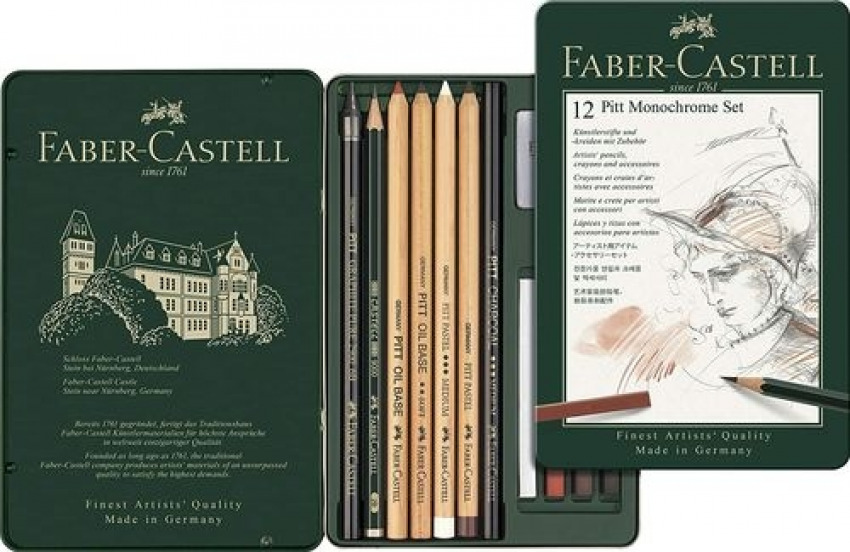 Caja metalica 12 piezas pitt monochrome faber castell